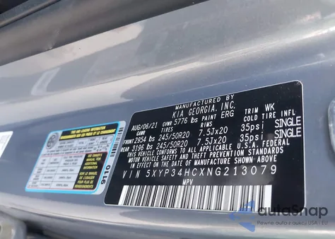 2022 Kia Telluride Ex z USA, uszkodzony, nr VIN 5XYP34HCXNG213079